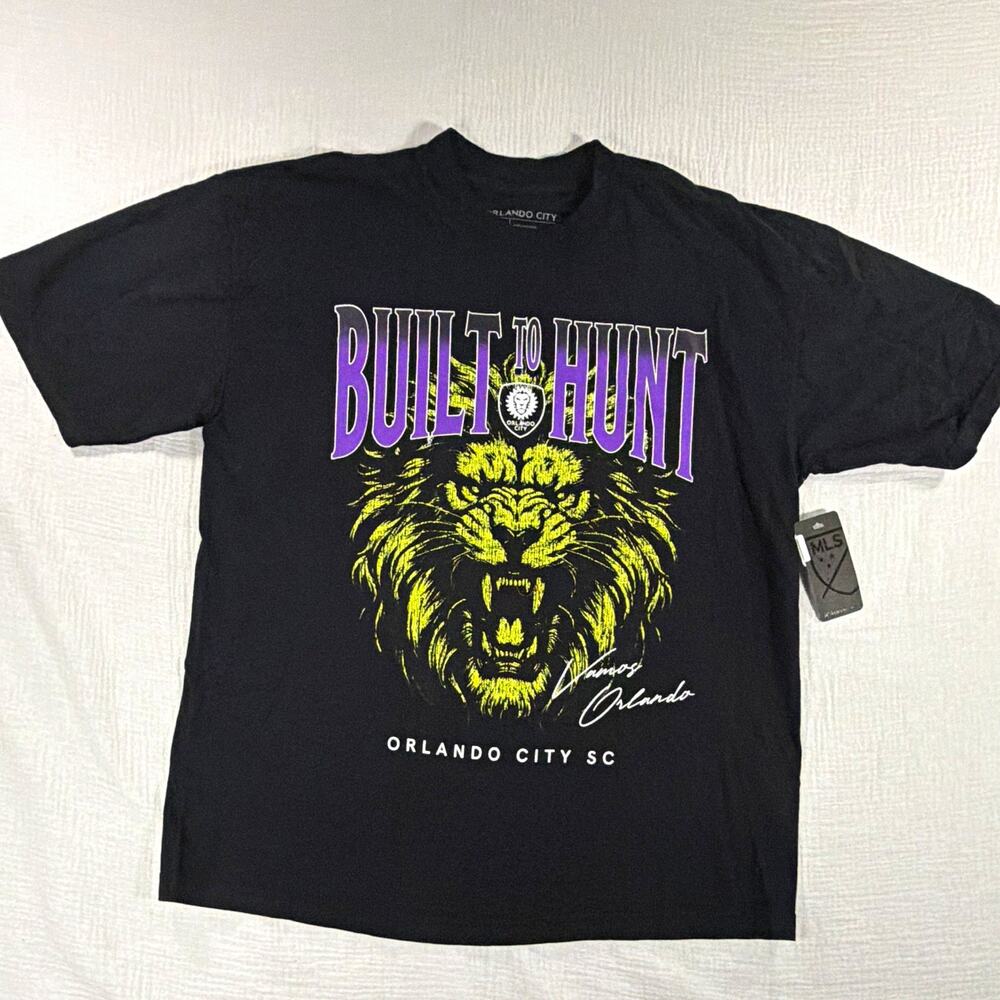 Orlando City SC Built to Hunt MLS Soccer T-shirt Black Men L Officially Licensed